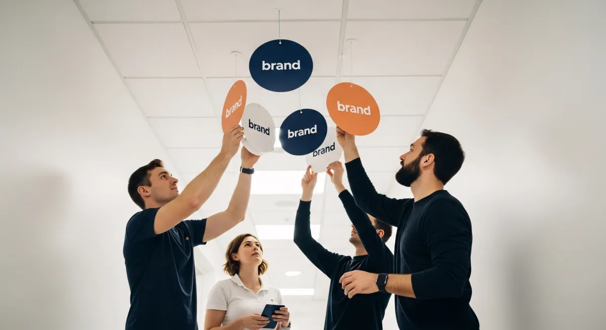 Equipe jovem desenvolvendo identidade de marca online